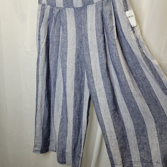 GAP Chambray Stripe Wide Led Crop Linen Pants, 10, NWT - Picture 6 of 11